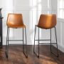 29-3/8 in. Whiskey Brown Faux Leather Bar Stools (Set of 2) - Bar Height (28-33 in.) - Image 1