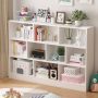 41.3 in. H x 55.1 in. W White Wood 10-Shelf Freestanding Standard Bookcase Display Bookshelf With Cubes - Image 1