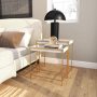 22 in. White Large Rectangle Wood Nesting Geometric Console Table with Gold Metal Legs (2- Pieces) - Image 1
