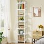 Jannelly 79 in. Rustic Brown 7-Shelf Narrow Bookcase with Metal Frame, Corner Etagere Bookshelf for Home Office - Image 1