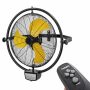 20 in. 3 Speeds Orbital Remote Control Wall Mounted Fan in Yellow with 1/5 HP Powerful Motor, 5000 CFM - Image 1