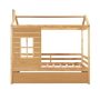 Natural Light Wood Twin Size House Bed Frame with Trundle, Daybed with House Style Roof - Image 1