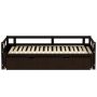 Espresso Twin to King Extendable Wood Daybed with Trundle, Sturdy Wood Extendable Sofa Bed Daybed Frame - Image 1