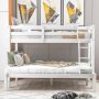 White Twin Over Full Size Bunk Beds with Ladder, Wood Kid Bunk Bed Frame with Guardrail, Can Be Separated Into Two Beds - Image 1