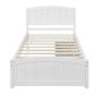 White Solid Wood Twin Size Platform Bed with Two Drawers, Wooden Platform Bed Frame for Kids, No Spring Box Needed - Image 1