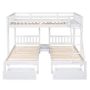 White Full Over Twin and Twin Bunk Bed with Ladder, Wood Kids Triple Bunk Bed with 2-Drawers Can Divided Into 3-Beds - Image 1