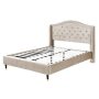 78.5 in. W Beige King Bed Frame Wood Platform Bed with Headboard No Box Spring Required Easy Assembly - Image 1