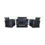 WESTIN OUTDOOR Hudson 4 pc Black Rattan Wicker Patio Conversation Set w/ Navy Blue Cushions - Image 1
