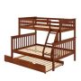 Donco Kids Light Espresso Pine Wood Twin and Full Mission Bunk Bed w/ Trundle Daybed - Image 1