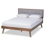 Baxton Studio Alke Light Grey and Walnut Queen Platform Bed - Image 1