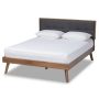 Baxton Studio - Alke Dark Grey and Walnut Queen Platform Bed - Image 1