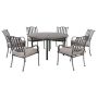 Columbus Circle 7-pc Metal Round Outdoor Dining Set with Light Brown Cushion - Image 1
