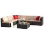 7-Pieces PE Rattan Wicker Patio Furniture Sectional Set Outdoor Lawn Conversation Sets w/ Beige Cushion - Image 1