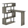 Furinno Moore 39.6-in. L-Shape French Oak / Black Computer Desk with 5-Tier Shelves - Image 1