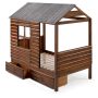 Donco Kids Log Cabin Rustic Walnut and Silver Twin Low Loft Bed w/ Dual Underbed Drawers - Image 1
