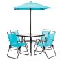 Patio Premier 6-pc Metal Square Outdoor Patio Table Set in Aqua - Image 1