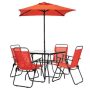 Patio Premier 6-pc Metal Square Outdoor Patio Table Set in Ruby Red - Image 1