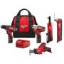Milwaukee M12 12V Lithium-Ion Cordless Drill Driver/Impact Driver/Ratchet/HACKZALL Recip Saw/Multi-Tool Combo Kit (5-Tool) - Image 1