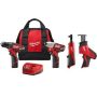 Milwaukee M12 12V Lithium-Ion Cordless Drill Driver/Impact Driver/Ratchet Combo Kit (3-Tool) w/ M12 HACKZALL Reciprocating Saw - Image 1