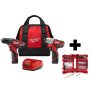 Milwaukee M12 12 Volt Lithium-Ion Cordless Drill Driver/Impact Driver Combo Kit (2-Tool) with Two 1.5 Ah Batteries and Bit Set - Image 1