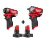 Milwaukee M12 FUEL 12-Volt Lithium-Ion Brushless Cordless Stubby 1/4 in. and 1/2 in. Impact Wrenches w/ two 3.0 Ah Batteries - Image 1