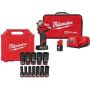 Milwaukee M12 FUEL 12V Cordless Brushless Stubby 1/2 in. Impact Wrench Kit with 1/2 in. Drive SAE Deep Socket Set (12-Piece) - Image 1