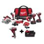 Milwaukee M18 18-Volt Lithium-Ion Cordless Combo Tool Kit (6-Tool) with Free 3/8 in. Impact Wrench and 5.0 Ah Battery - Image 1