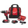 Milwaukee M18 18-Volt Lithium-Ion Brushless Cordless 1/2 in. Compact Hammer Drill/Driver Kit w/ 2 Batteries, Charger and Case - Image 1
