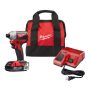 Milwaukee M18 18-Volt Lithium-Ion Compact Brushless Cordless 1/4 inch Impact Driver Kit W/ (1) 2.0 Ah Battery, Charger & Tool Bag - Image 1