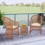 Maypex Natural Brown 3-pc Wicker Outdoor Patio Conversation Set with Beige Cushions - Image 1