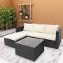Black 3-Piece Wicker Outdoor Sectional Sofa Set w/ Beige Cushions - Image 1