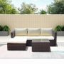 Brown 3-Piece Wicker Outdoor Sectional Sofa Set w/ Beige Cushions - Image 1