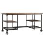 HomeSullivan 60 inch Rectangular Distressed Ash Writing Desk w/ Wheels - Image 1