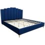 Barrington Blue Velvet Queen Platform Bed with Gold Legs - Image 1
