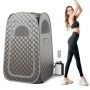 Costway - Portable Home Sauna Full Body Steam Sauna Tent with 3L Steam Generator - Gray - Image 1