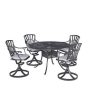 HOMESTYLES Grenada Charcoal Gray 48 in. 5-pc Cast Aluminum Round Outdoor Dining Set with Gray Cushions - 6660-325C - Image 1