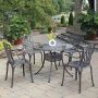 HOMESTYLES Grenada Taupe Tan 42 in. 5-pc Cast Aluminum Round Outdoor Dining Set - Image 1