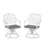HOMESTYLES Capri White 42 in. 5-pc Cast Aluminum Round Outdoor Dining Set with Gray Cushions - Image 1