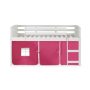 Donco Kids White Twin Louver Low Loft Bed w/ Pink Tent - Image 1
