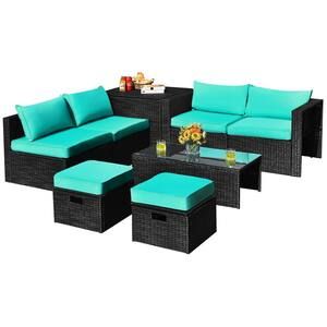 8-Piece-Patio-Rattan-Furniture-Set-Storage-Table-Ottoman-Turquoise