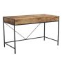 Safdie & Co. Computer Desk 49L Brown Reclaimed Wood 2 Drawers Black Metal - Image 1