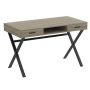 Computer Desk 47L Dark Taupe 2-Drawers 1-Shelf Black Metal - Image 1