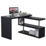 45 in. L-Shaped Black Writing Computer Desk with Storage Shelf - Image 1