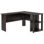 HOMCOM 53.5-in. Brown Corner Computer Desk Wood PC Workstation Laptop Table with 2-Storage Shelves Space Saving Home Office - Image 1