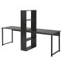 88.25 in. Black Double Writing Computer Desk with Storage Shelf - Image 1