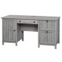 59 in. Grey 3-Drawer Executive Computer Desk with Cabinets - Image 1