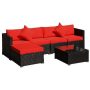 Outsunny 6-Pieces Wicker Metal PE Rattan Sofa Set, Sectional Outdoor Patio Conversation Patio Furniture Set w/ Red Cushions - Image 1