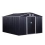 Outsunny 10.6-ft x 9.1-ft x 6.3-ft Grey Metal Garden Shed w/ 4 Ventilation Slots and Sliding Doors - Image 1