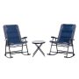 Outsunny 3-Piece Metal Patio Conversation Set w/ Side Table, Blue/Grey Padded Cushions, and Portable Design - Image 1