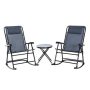 Outsunny Grey 3-pc Metal Patio Conversation Set with 2 Rocking Chairs and Middle Round Coffee Table - Image 1